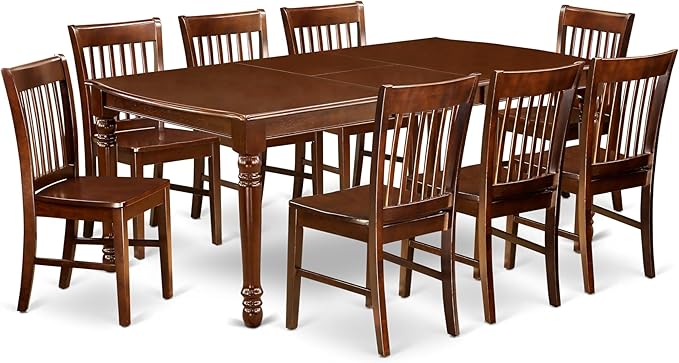 East West Furniture DONO9-MAH-W 9 Piece Kitchen Table Set Includes a Rectangle by EastWestFurniture