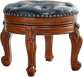 Solid Wood Foot Stool Round Ottoman Mid-Century Footrest Sofa Stool by ZIRKOOON