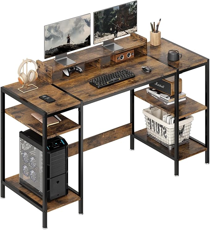 Computer Desk Gaming Desk with Monitor Stand, Home Office Desk Suitable by VivomexisAura