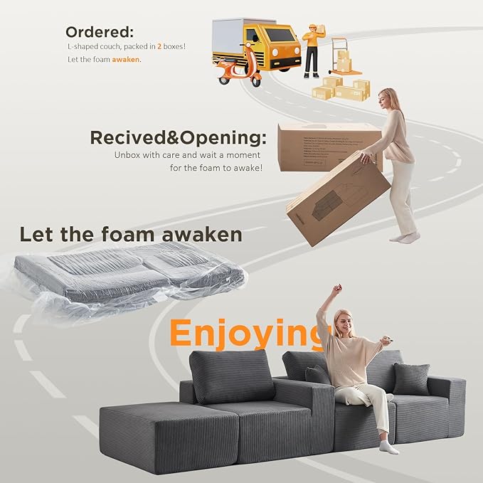 INGEROOM 108" Cloud Sectional Couch, Modular Sectional Sofa - Image 8