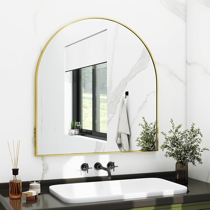 31"x32" Arched Wall Mirror for Bathroom, Living Room, Decorative Hanging Mirror - Image 8