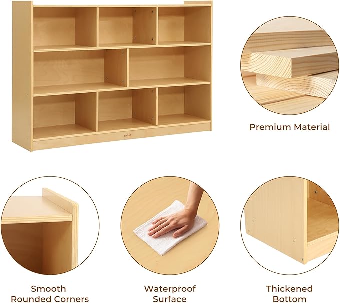 Toy Storage Organizer for Kids Room, Wooden Kids Bookshelf for Classroom - Image 7