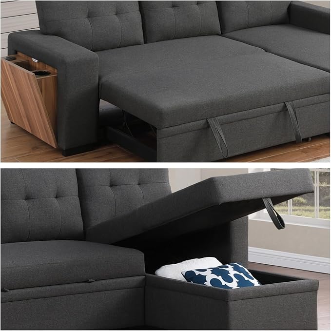 L-Shape Sofa Bed, Pull Out Sleeper Sofa - Image 3