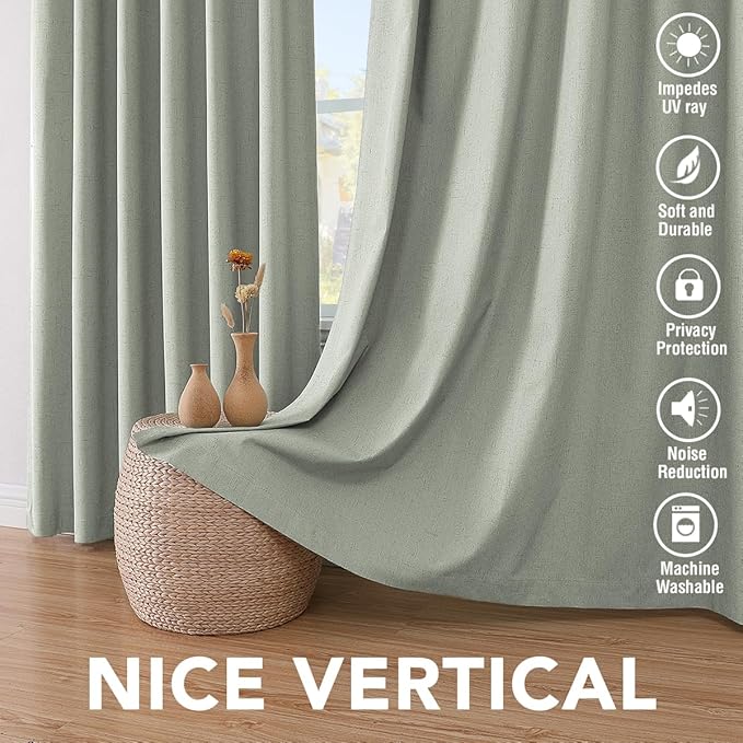 H.VERSAILTEX Linen Blackout Curtains 72 Inches Long 100% Absolutely Blackout - Image 7