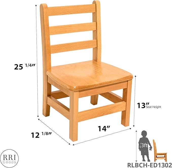 Kids Wooden Chair Set, Fully Assembled Youth Ladderback Wood Chairs - Image 2
