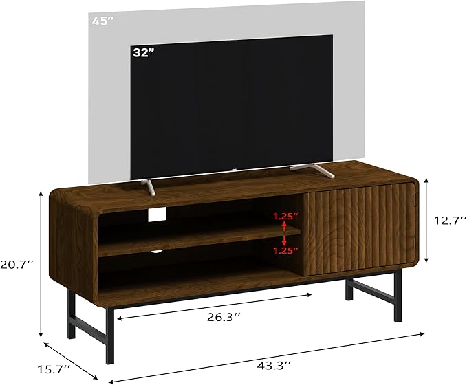TV Stand, Mid Century Modern Entertainment Center - Image 2