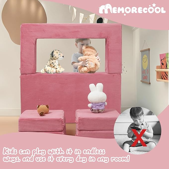 MeMoreCool Modular Kids Couch, Corduroy Play Toddler Couch - Image 5
