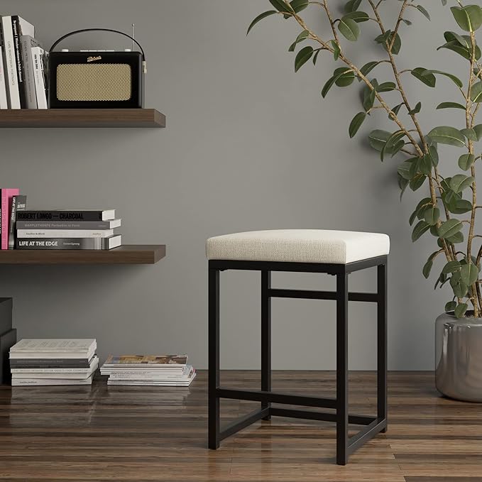 HomePop Home Decor | Modern 24-Inch Counter Stool | Backless Metal Frame Bar - Image 2