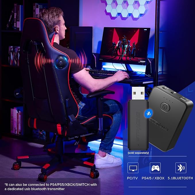 GTRACING Gaming Chair with Footrest Speakers Video Game Chair Bluetooth Music - Image 4