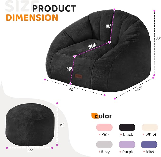 HABUTWAY Bean Bag Chair, Giant Bean Bag Chairs - Image 2