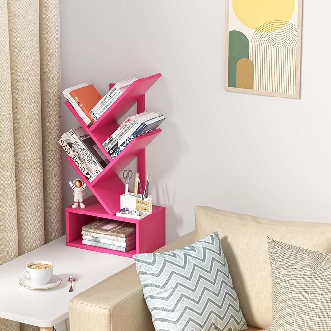 Small Tree Book Shelf, 5 Tier Black Tree Bookshelf, Desktop Bookcase, Modern - Image 4