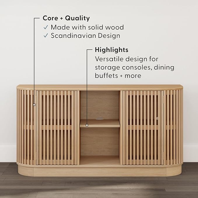 Plank+Beam Contour Wood TV Stand, Two Door Solid Wood Entertainment Console - Image 4