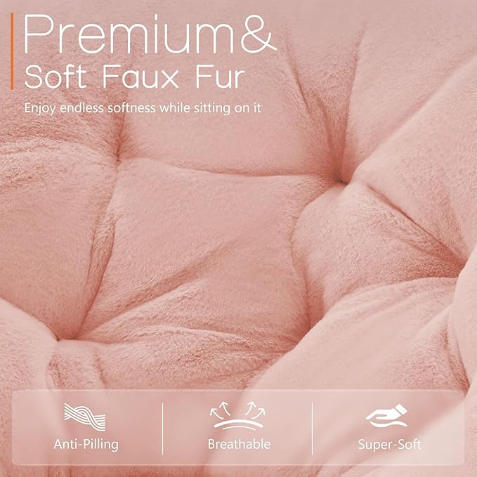 Saucer Chair Faux Fur with Soft and Thick Padded Seat Metal Frame, Modern Style - Image 4