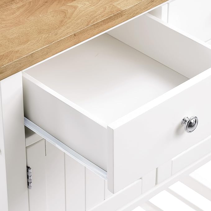 OSP Home Furnishings Stirling Farmhouse Kitchen Cart, Rolling Storage Cabinet - Image 5