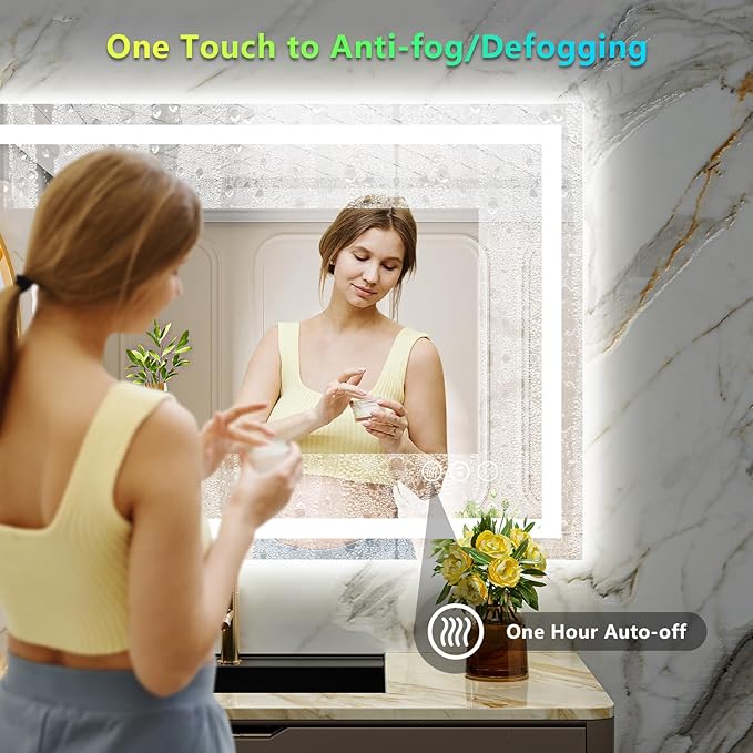 44x30 Inch RGB LED Bathroom Mirror Front Light and RGB Backlit Lighted Vanity - Image 5