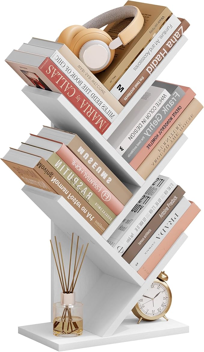 Hoctieon 4 Tier Tree Bookshelf, 4 Shelf Bookcase, Free Standing Tree Bookcase by Hoctieon