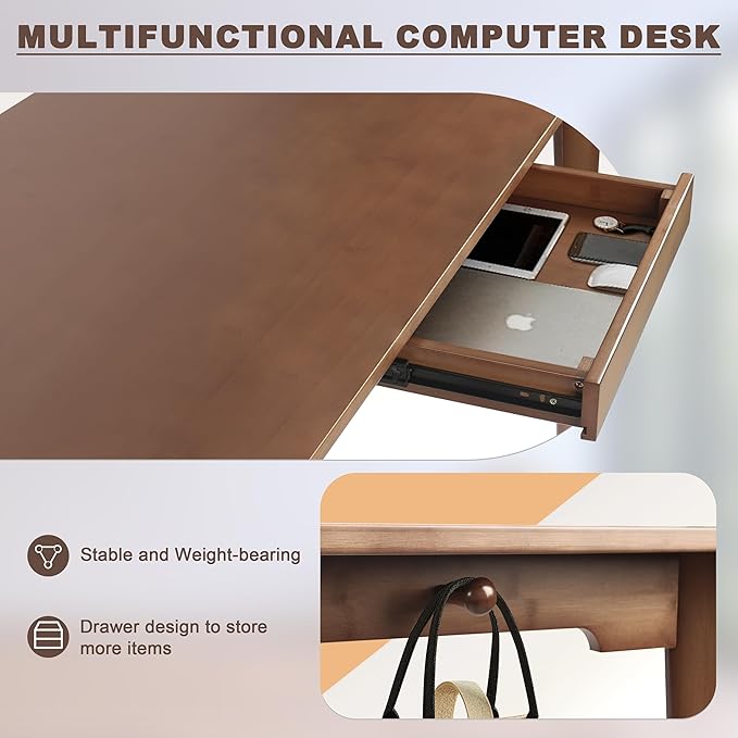 47" Bamboo Computer Desk Study Desk Home Office Desk Writing Table - Image 5