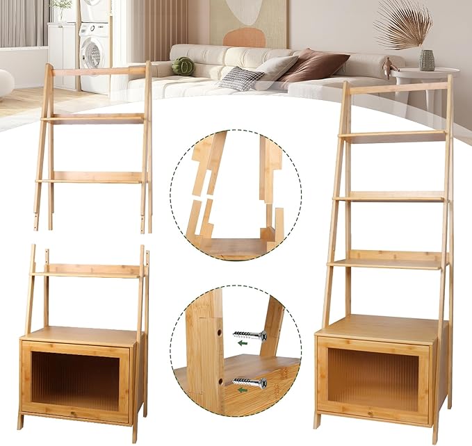 5-Tier Bamboo Ladder Bookshelf - Image 4