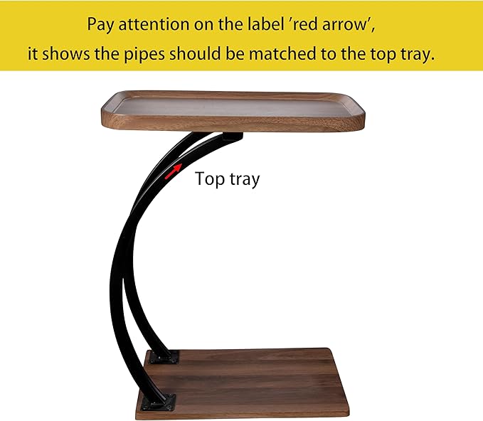 C Shaped 2tier Large Tray Wood top Heavy Duty Side end Table Large TV Tray - Image 4