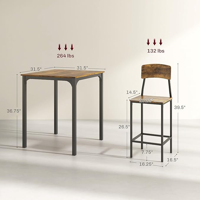 HOMCOM 3-Piece Counter Height Bar Table - Image 7