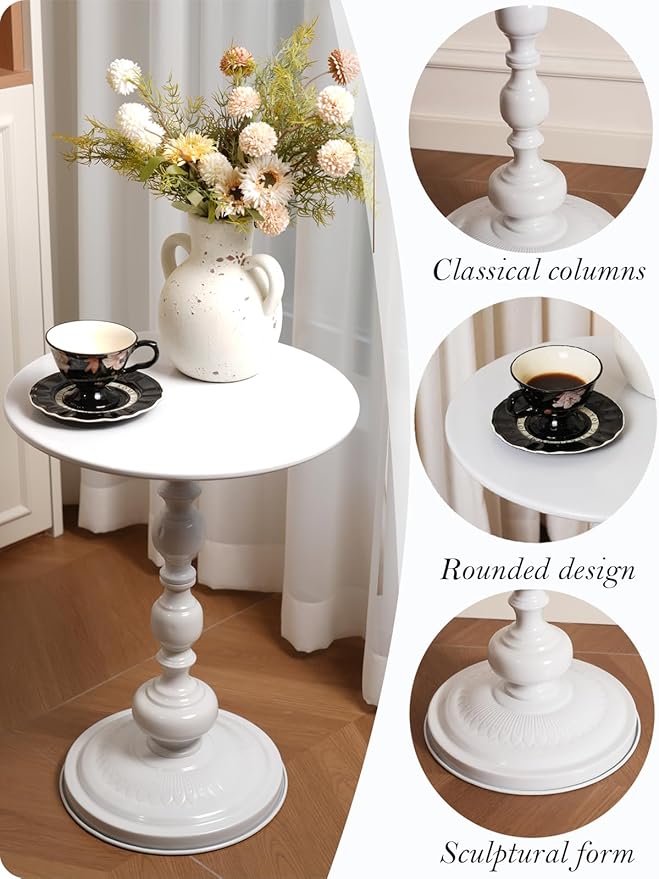 Side Table - 13.8" Round Small Accent Table - Elegant Matte-Finished End Tables - Image 5