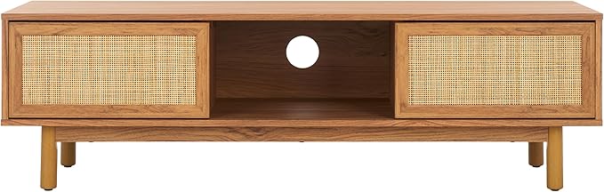 SAFAVIEH Aino TV Stand for up to 60" Flatscreen – Oak Brown, 2 Sliding Doors - Image 8