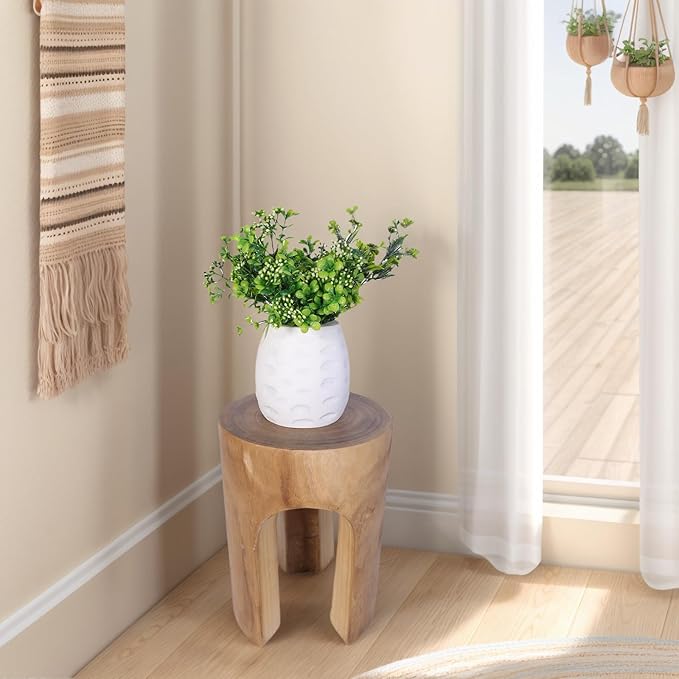 Athaliah Wood Side Table Stump, 15.75" H Rustic End Table Stool, Round Wooden - Image 7