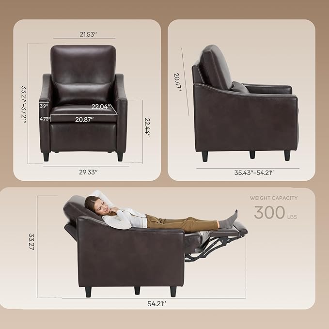 COLAMY Pushback Electric Recliner Chair, Premium Leather Upholstery - Image 2