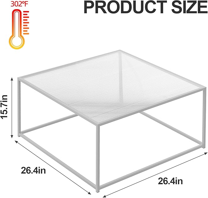 ​​​​​​​​Glass Coffee Table Square Coffee Table - Image 2
