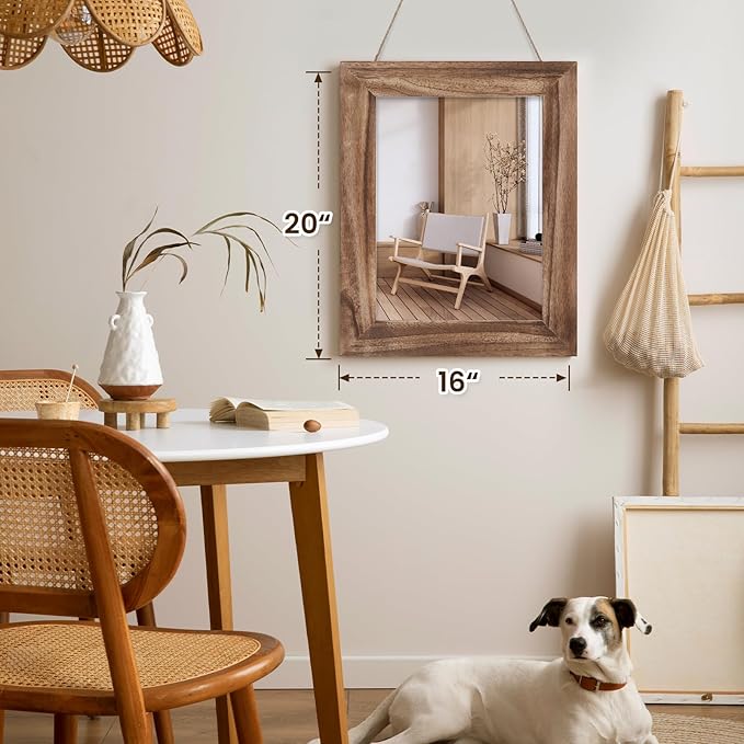 QDSSDECO 16"×20" Wall Mirror Farmhouse Decor Rectangular Mirror Hanging - Image 5