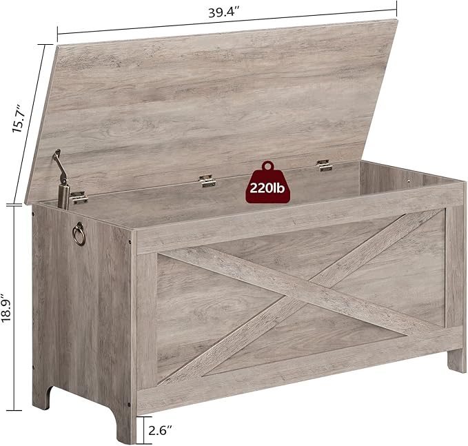 39.4" Toy Chest, Sturdy Entryway Storage Chest - Image 3
