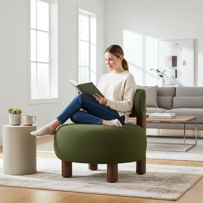 Modern Boucle Accent Chair Set of 2, - Image 3