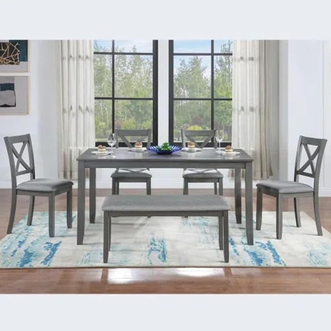 6-Piece Dining Table Set for 4-6 People, Kitchen Set - Image 2