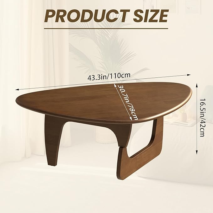 Mid Century Modern Coffee Table, Solid Wood Triangle Coffee Table - Image 3