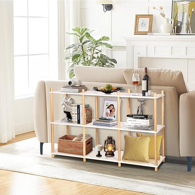 YGYQZ 3 Tier Short Book Shelf, Wood Shelves - Image 2