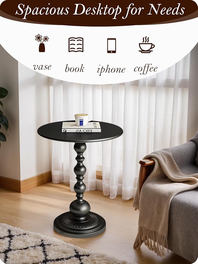 Side Table - 13.8" Round Small Accent Table - Elegant Matte-Finished End Tables - Image 6