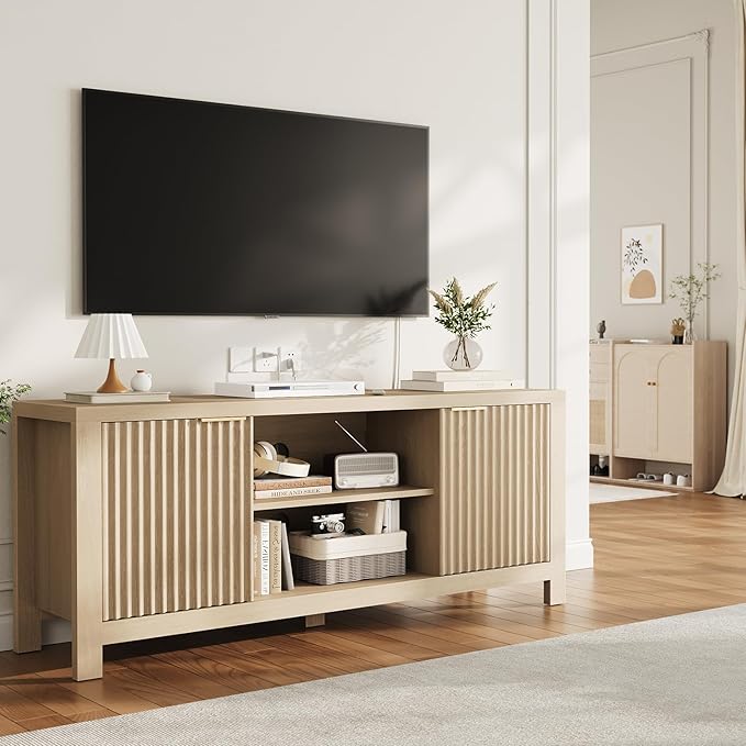 GarveeHome 59" TV Stand for TVs Up to 65 Inches, Mid Century Modern TV - Image 6