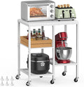 Kitchen Microwave Cart with Wheels, Coffee Bar Table Station, 4-Tier Rolling by OGEMXU