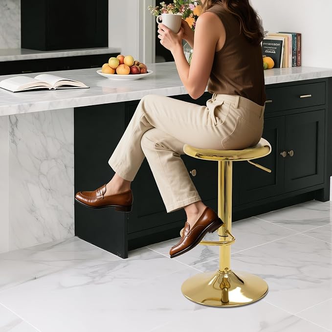Bar Stools - 2 Pack, Adjustable Swivel Height Counter Bar Stool, Modern Metal - Image 5
