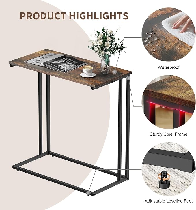 C-Shaped Side Table, Modern End Table - Image 7