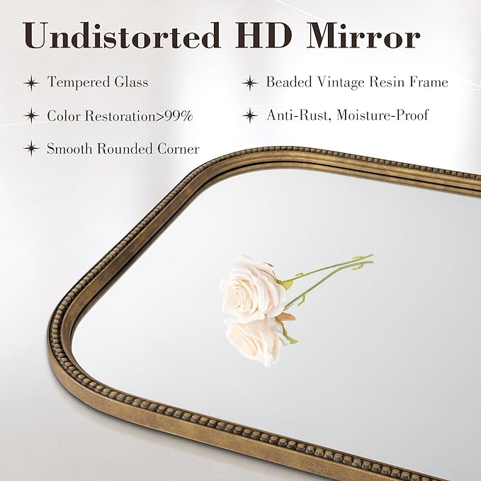 Axeman 32x48 Rounded Rectangular Wall Mirror, Decorative Bathroom Mirror - Image 3