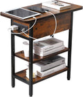 Modern End Table with Charging Station, Narrow Side Table with USB Ports & by SURMIO