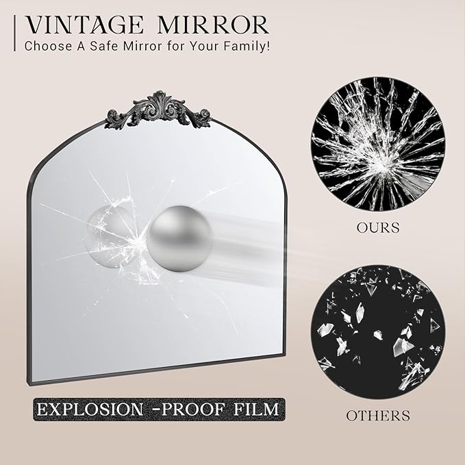 MISSDAY Vintage Matte Black Baroque Mirror - Image 4