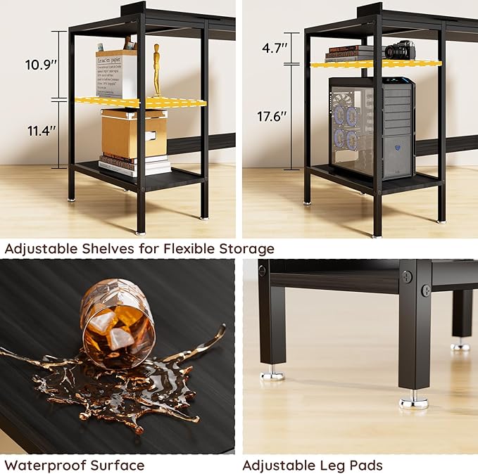Computer Gaming Desk with Monitor Stand, Home Office Desk Suitable - Image 4