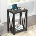 FOLUBAN Small Side Table, Rustic Wood and Metal End Table by FOLUBAN