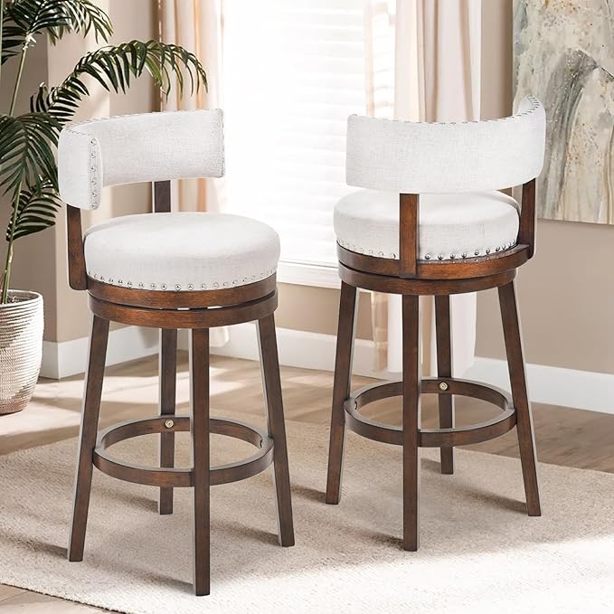 COLAMY Swivel Bar Stools Set of 2, 30 Inch Swivel Bar Height Bar Stools - Image 3