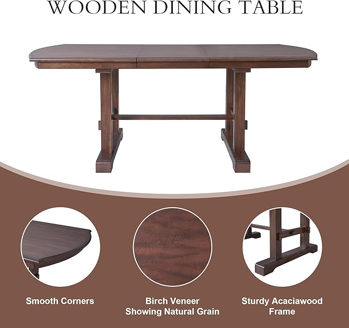 Ball & Cast Dining Table Set for 6, 6-Piece Kitchen Table Set W/ 4 Upholstered - Image 7
