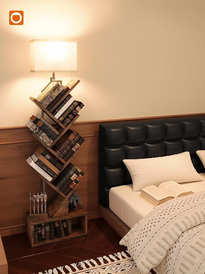addlon 6-Tier Tree Bookshelf, Steel&Wood Corner Shelf - Image 8