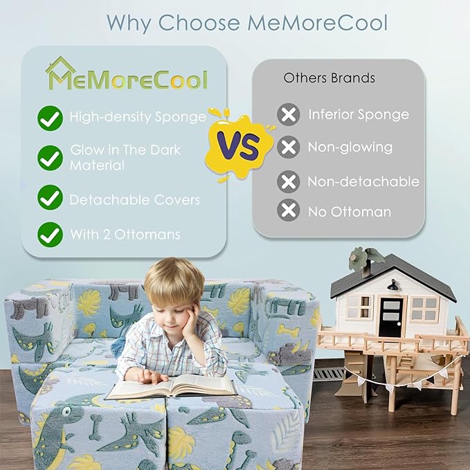 MeMoreCool Modular Kids Sofa, Toddler Play Couch Fold Out - Image 4
