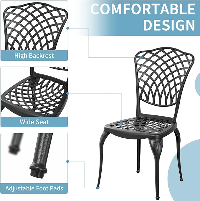 3 Piece Bistro Table Set Anti-Rust Outdoor Bistro Set Cast Alumiunm Patio Table - Image 3